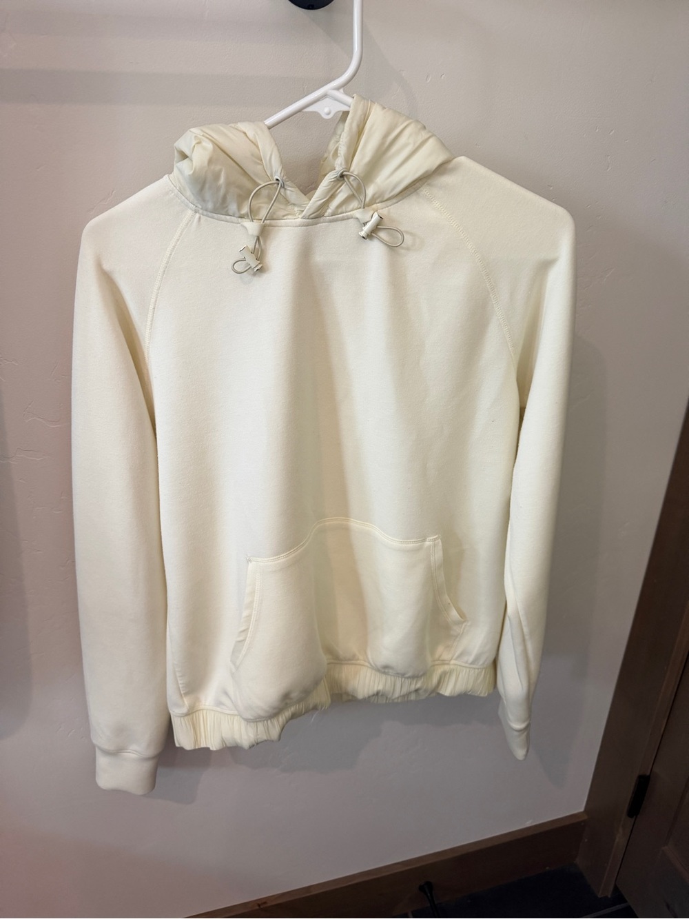 Mono B Cream Pullover Hoodie with Kangaroo Pocket